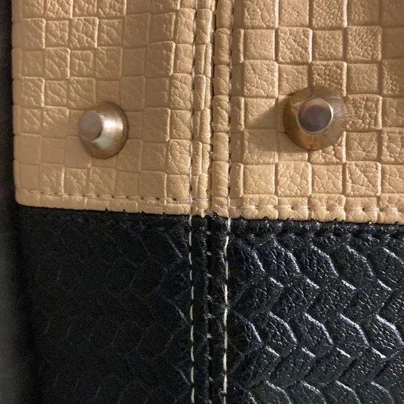 NEW NWOT Color Block Handbag Purse Textured Croc Alligator Orange, Black, Beige - Picture 4 of 15